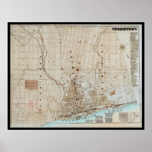 Norristown Map PA Pennsylvania 1871 Poster