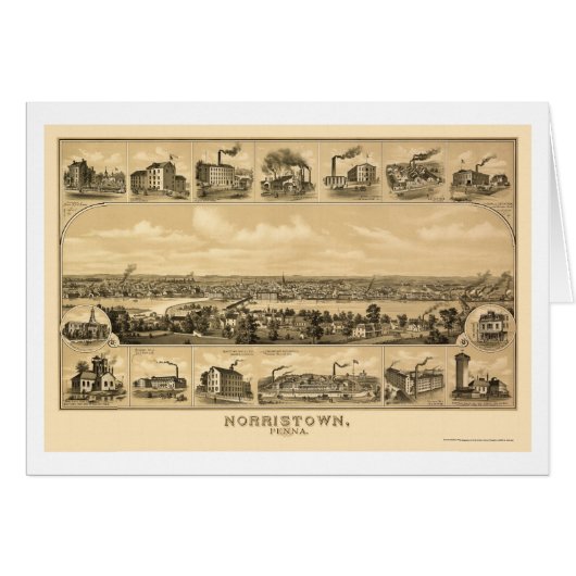 Norristown, PA Panoramic Map - 1881 Cards (Front Horizontal)
