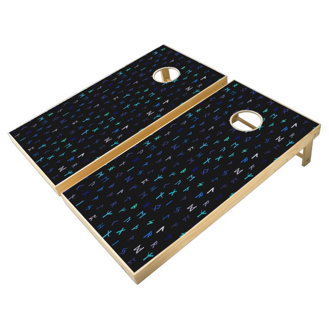 Norse At Night Cornhole Set (Angled)