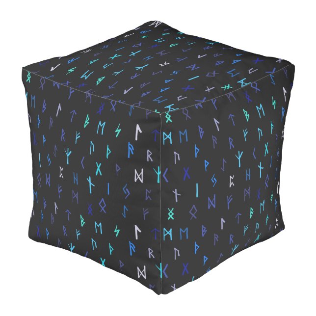 Norse At Night Square Pouf (Angled Back)