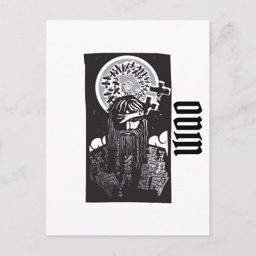 Norse God Odin with Spiral Crows Postcard