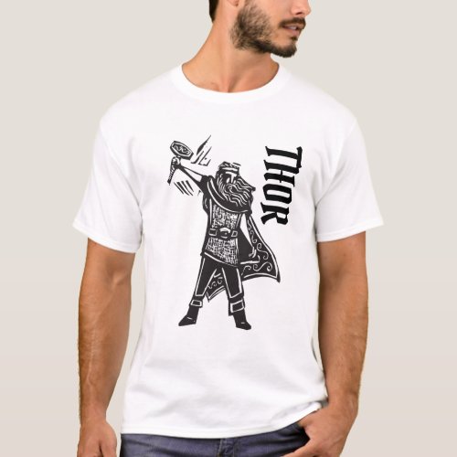 Norse god Thor with his hammer mjolnir T_Shirt