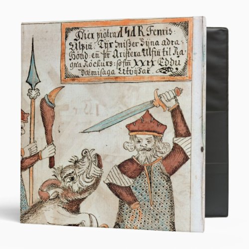 Norse god Tyr losing his hand to the bound wolf 3 Ring Binder