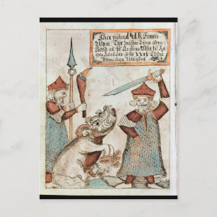 Norse god Tyr losing his hand to the bound wolf Postcard