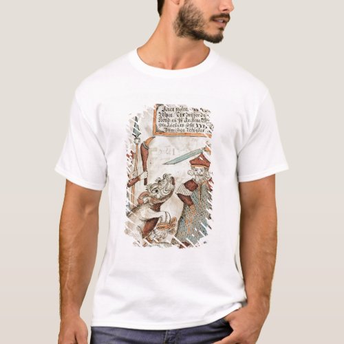 Norse god Tyr losing his hand to the bound wolf T_Shirt