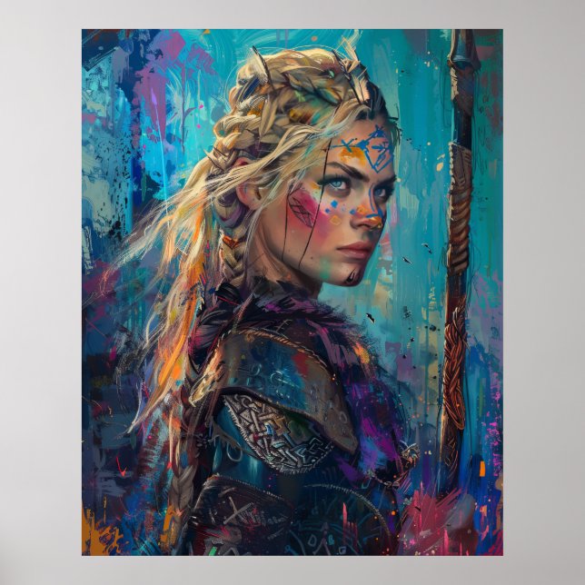 Norse Goddess Freyja, Queen of Valkyries, Blonde"  Poster (Front)