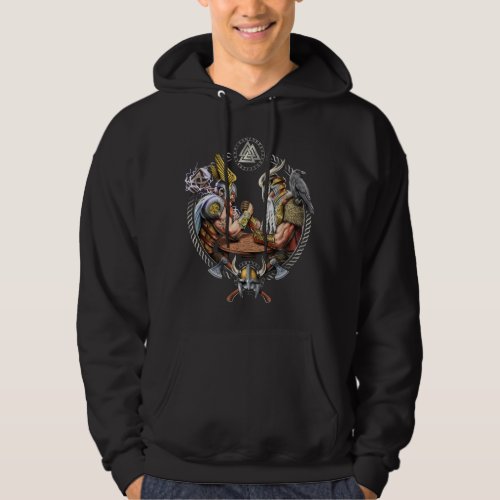 Norse Gods Odin Thor Arm Wrestling Hoodie