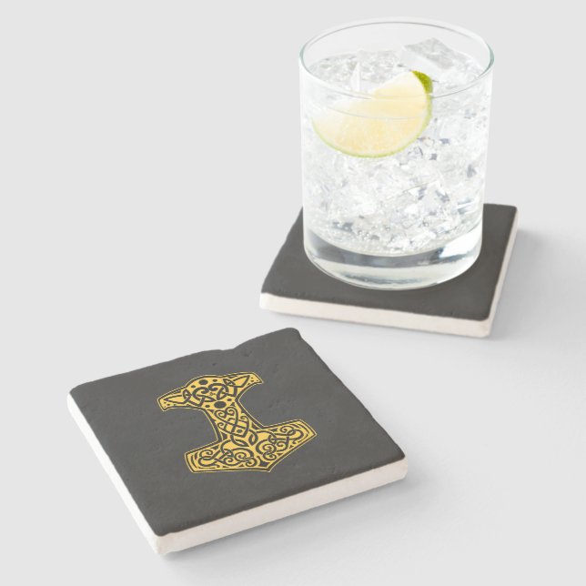 Norse Hammer Stone Coaster (Side)