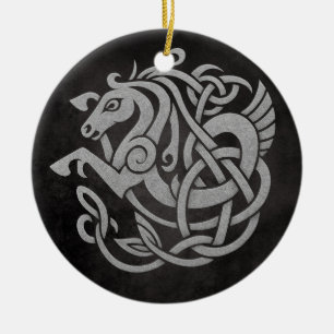 Norse Mythic Horse Knot Design Ceramic Ornament