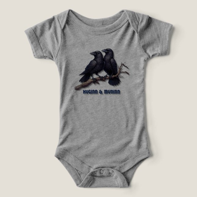 Norse Mythology Baby One-sie, Odin's Ravens Infant T-shirt (Design Front)