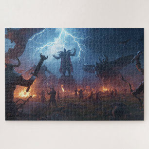 Norse Mythology Battle Scene Jigsaw Puzzle