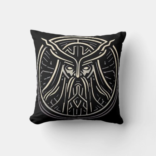 Norse Mythology Powerful Odin War God Throw Pillow