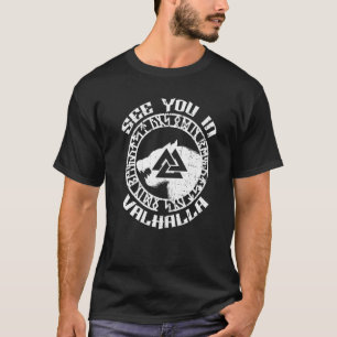 Norse Mythology Wolf See You In Valhalla Rune Circ T-Shirt