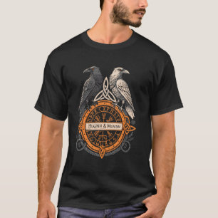 Norse Raven Huginn and Muninn Celtic Vegvisir Viki T-Shirt