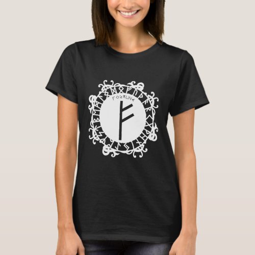 Norse Rune Fortune FEHU Viking Rune Symbol Celtic  T_Shirt