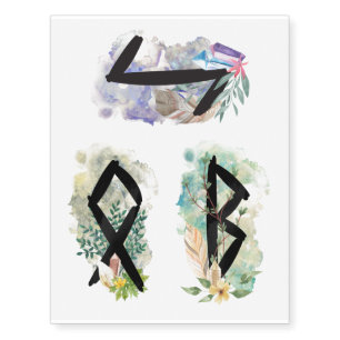 Norse Runes Berkana Eihwaz Othala Pagan Temporary Tattoos