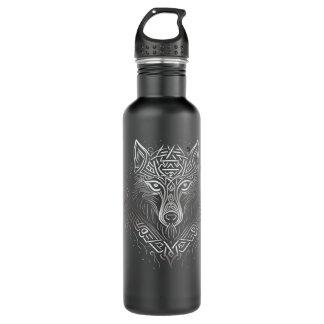 Norse Style Viking Wolf Tattoo Wildlife Animal V10 Stainless Steel Water Bottle