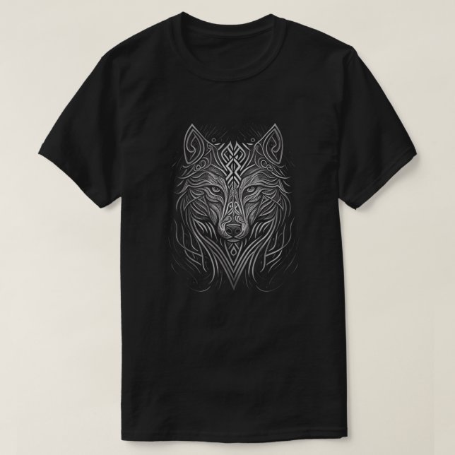 Norse Style Viking Wolf Tattoo Wildlife Animal V68 T-Shirt (Design Front)