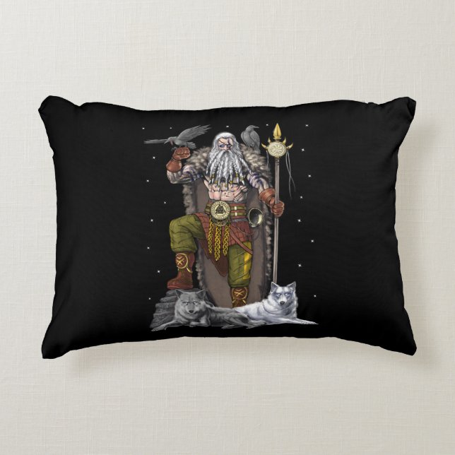 Norse Viking God Odin Accent Pillow (Front)
