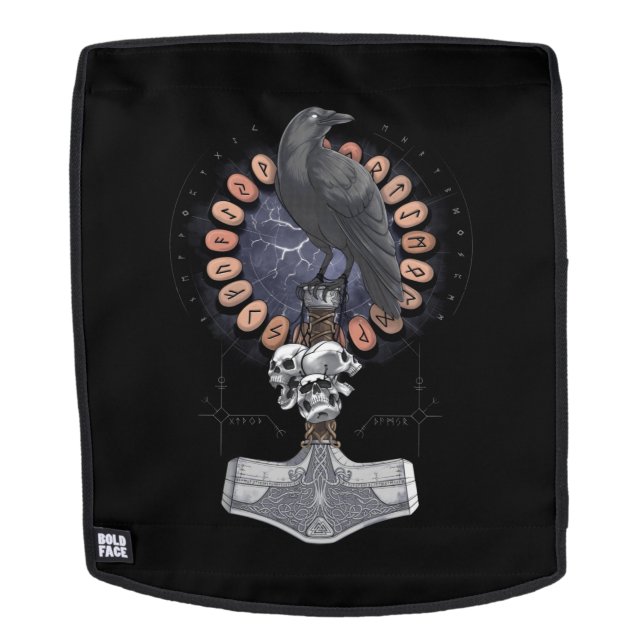 Norse Viking Raven Hammer Backpack (Removable Face)