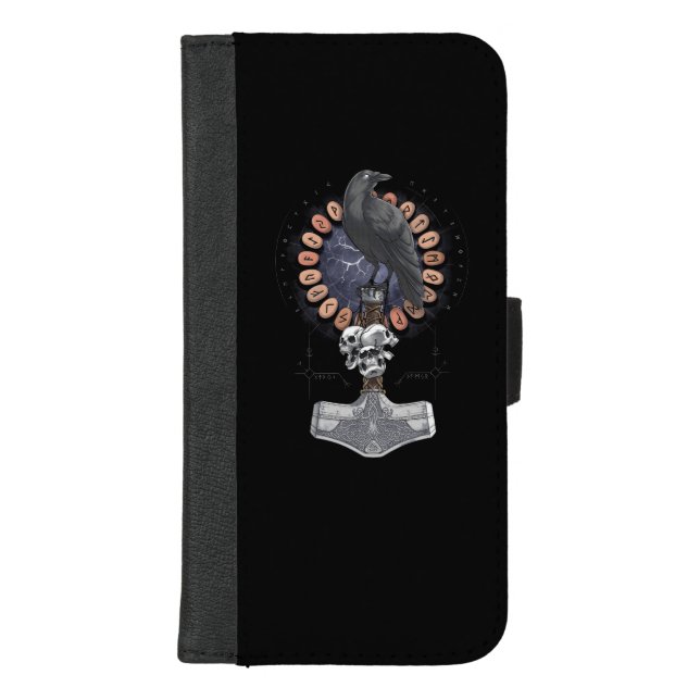Norse Viking Raven Hammer iPhone Wallet Case (Front)