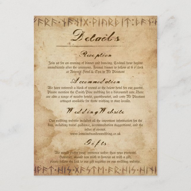 Norse Viking Rustic Details Enclosure Card (Front)