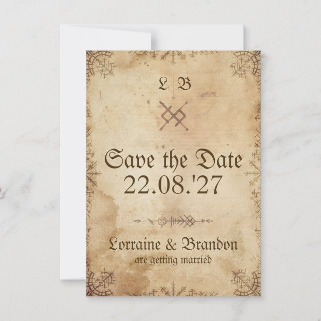 Norse Viking Rustic Save the Date Card (Front)