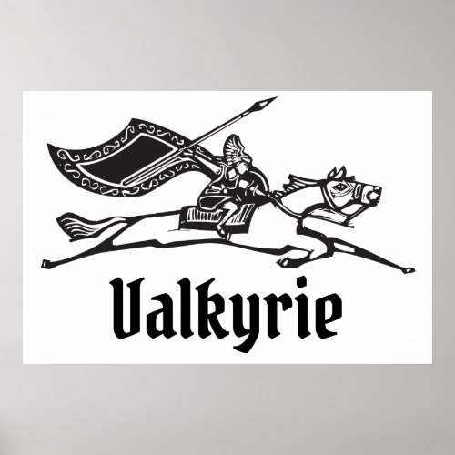 Norse viking Valkyrie riding a horse Poster