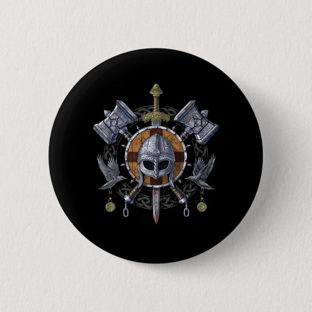 Norse Viking Warrior Armory Button (Front)