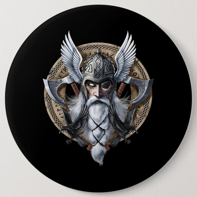 Norse Warrior God Odin Button (Front)