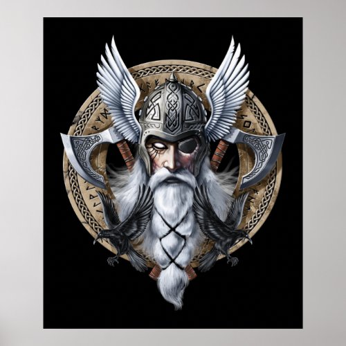 Norse Warrior God Odin Poster