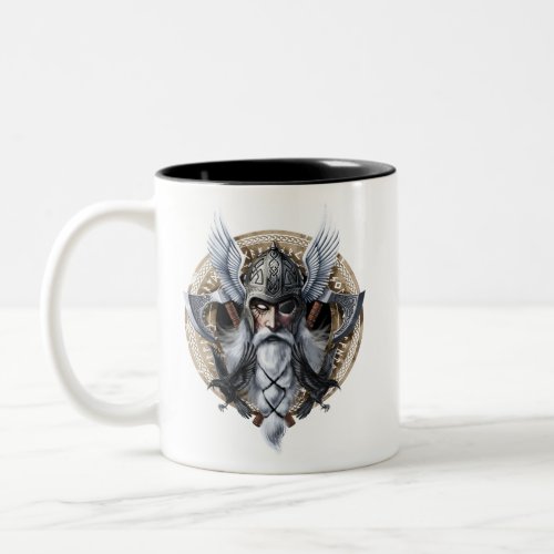 Norse Warrior God Odin Two_Tone Coffee Mug