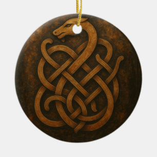 Norse Wolf Sigil – Viking Rune Art on Black Stone Ceramic Ornament