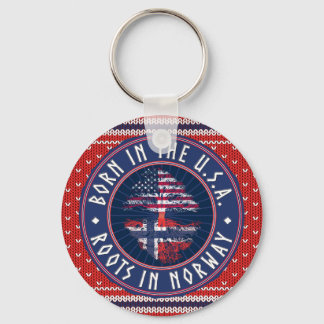 Norsk - "Born in USA · Roots in Norway" Keychain