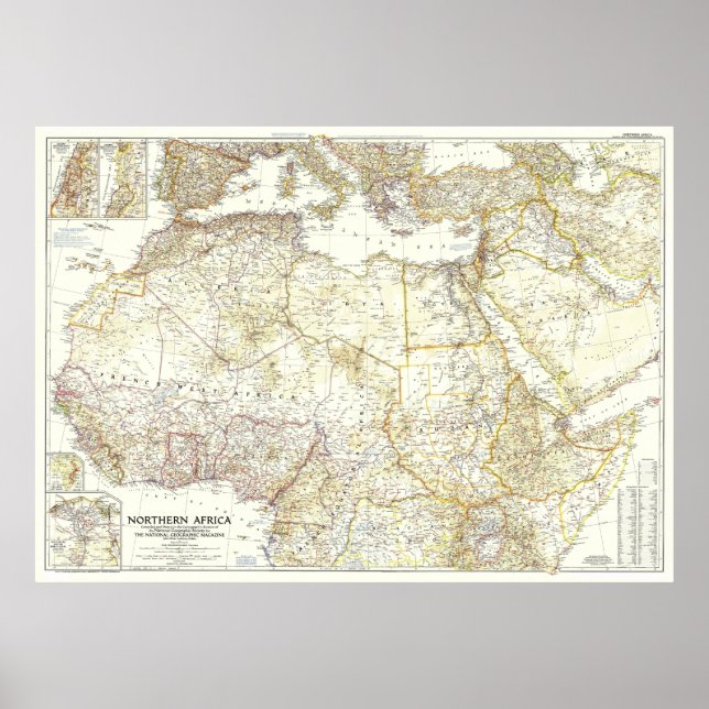 " North Africa: 1954 Detailed MAP ... Poster (Front)