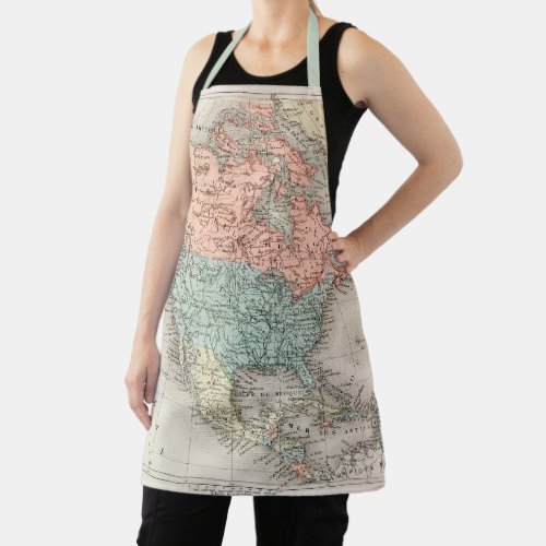 North America Antique Map Apron