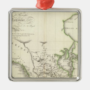 North America Atlas Map Metal Ornament