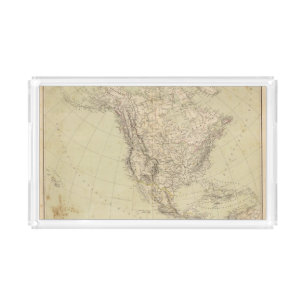 North America Atlas Map showing Indian tribes Acrylic Tray