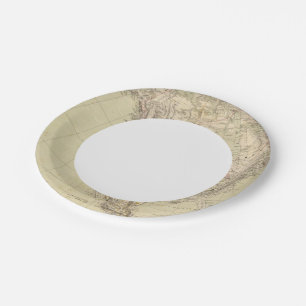 North America Atlas Map showing Indian tribes Paper Plates