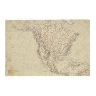 North America Atlas Map showing Indian tribes Placemat