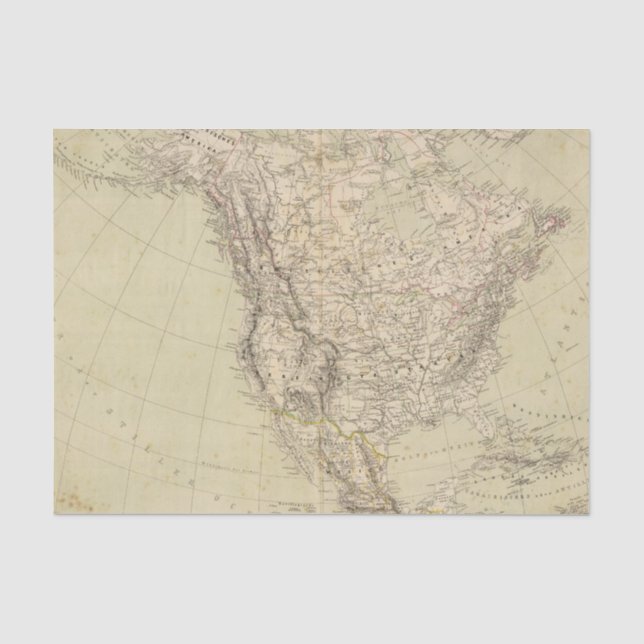 North America Atlas Map showing Indian tribes Tissue Paper (Front)