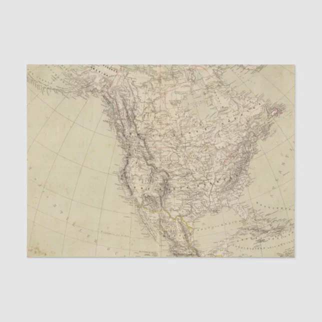 North America Atlas Map showing Indian tribes Tissue Paper | Zazzle