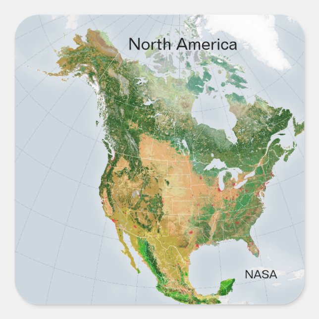 North America by NASA Satellite Photo Square Sticker (Front)