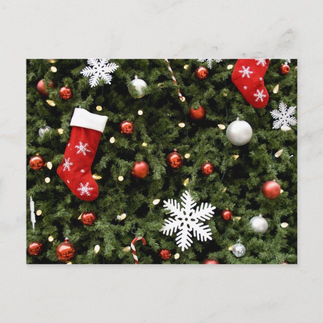North America. Christmas decorations on tree. 2 Holiday Postcard (Front)