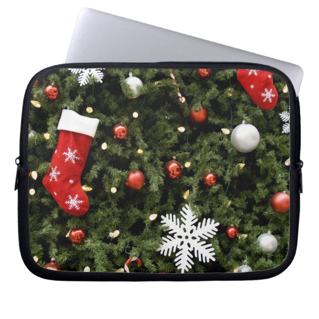 North America. Christmas decorations on tree. 2 Laptop Sleeve (Front)