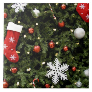 North America. Christmas decorations on tree. 2 Tile