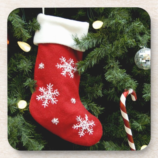 North America. Christmas decorations on tree. 3 Coaster (Front)