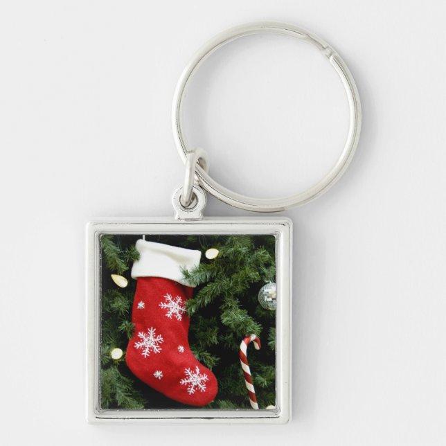 North America. Christmas decorations on tree. 3 Keychain (Front)