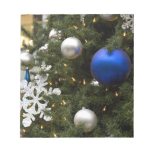 North America. Christmas decorations on tree. Notepad