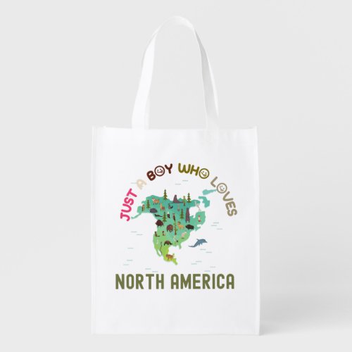 North America Continent Grocery Bag